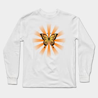 Orange Butterfly with the Sun Long Sleeve T-Shirt